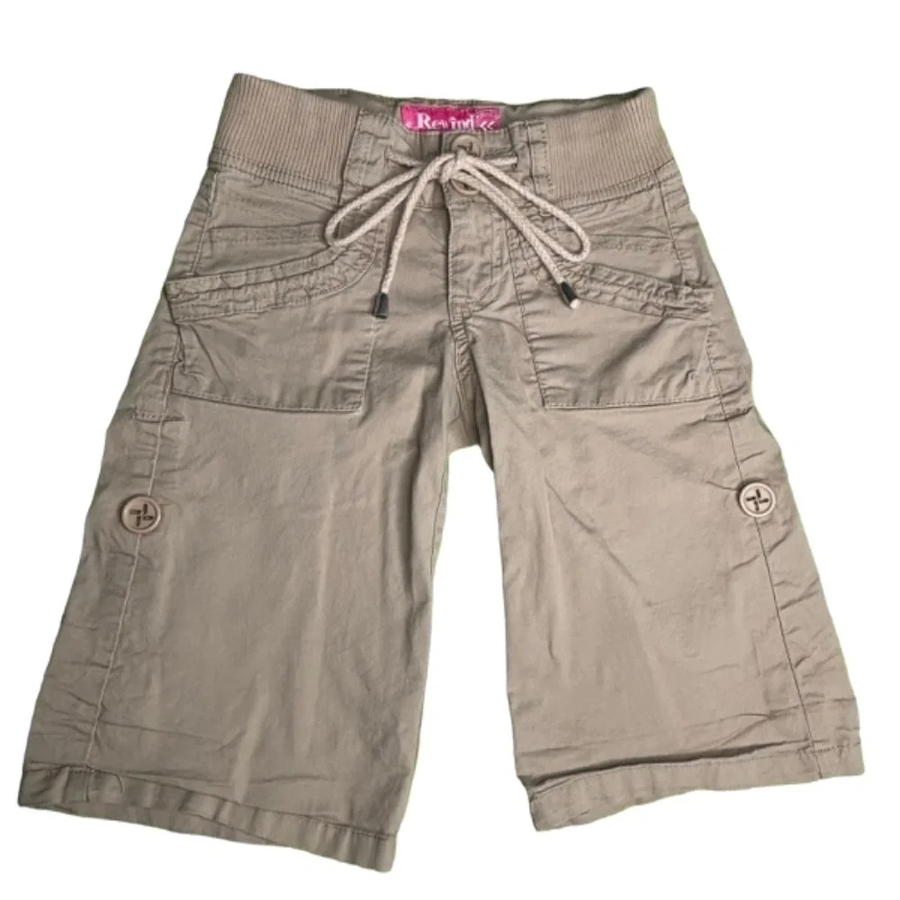 Rewind‎ Girls Shorts Size 7 Tan Khaki Roll Up Adjustable Length Bermuda Shorts
